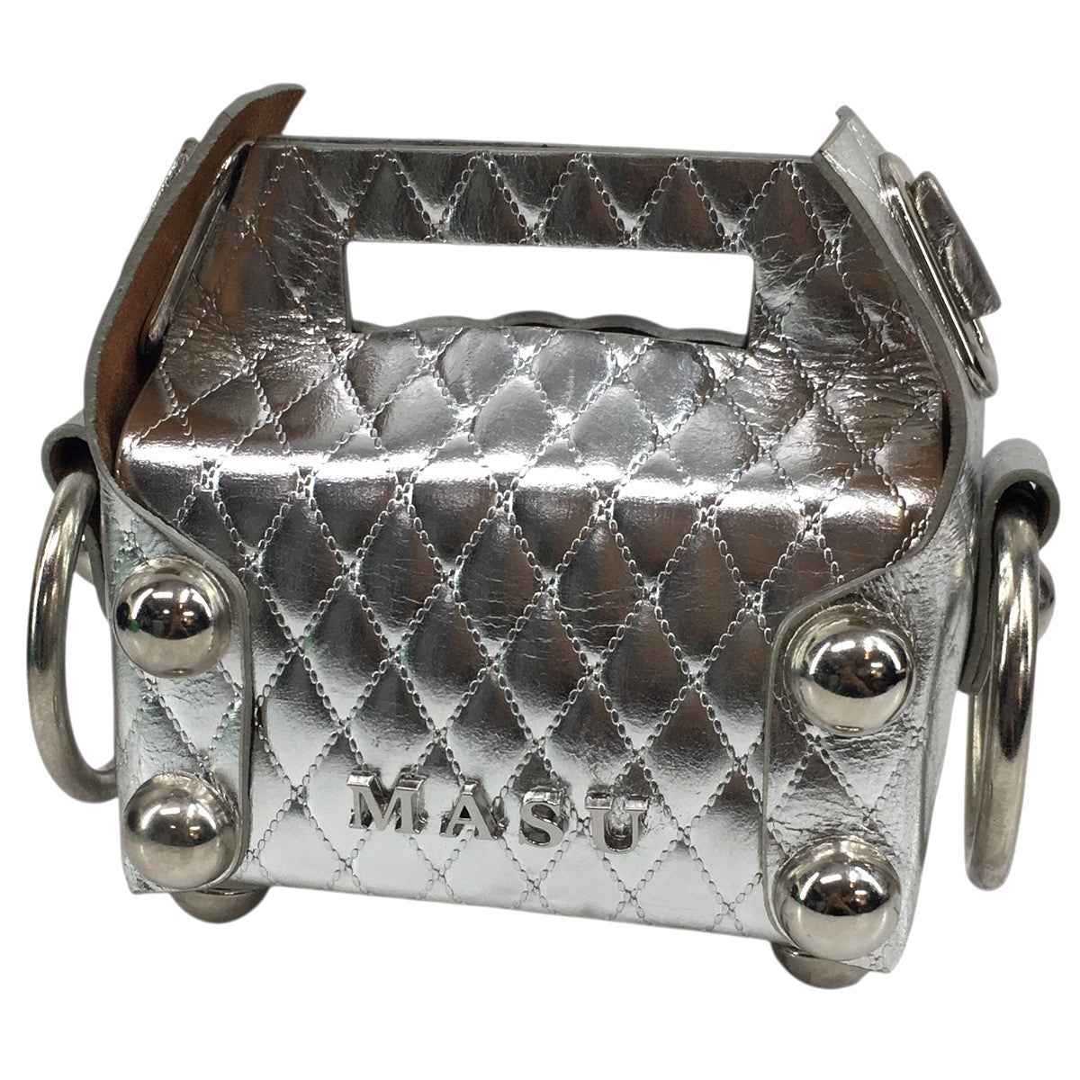 MASU 25AW LEATHER CAKE BAG PETIT箔加工 レザーケーキ ミニ プチ バッグ 鞄 古着・中古-2枚目のアイテム画像