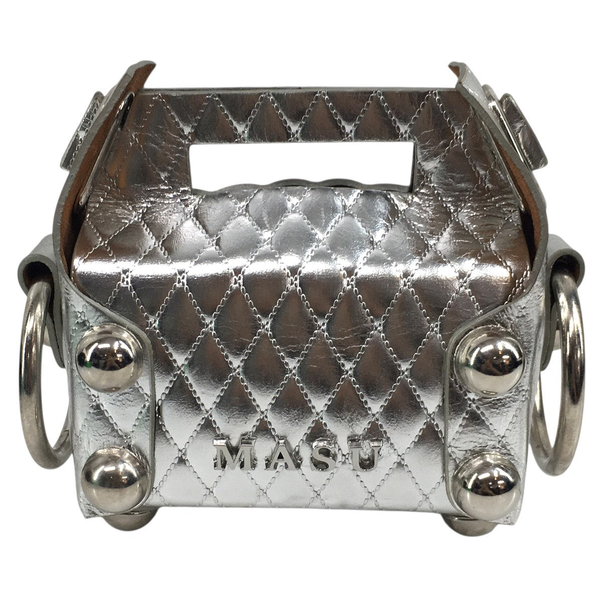 MASU 25AW LEATHER CAKE BAG PETIT箔加工 レザーケーキ ミニ プチ バッグ 鞄 古着・中古-3枚目のアイテム画像
