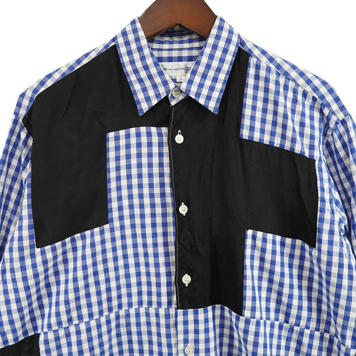 COMME des GARCONS SHIRT 11SS 切替 パッチワーク ギンガムチェックシャツ 古着・中古-2枚目のアイテム画像