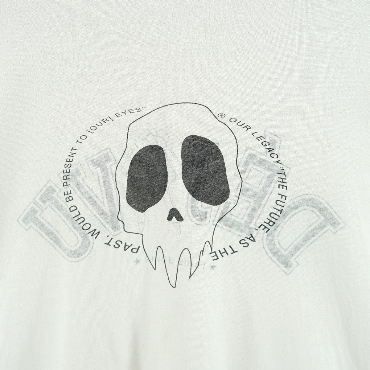 OUR LEGACY 22SS BOX T-SHIRT Maverick Deja Vu Print スカル グラフィックリバース プッシュスルー プリント ボックスシルエット ワイド 半袖 シャツ 古着・中古-2枚目のアイテム画像