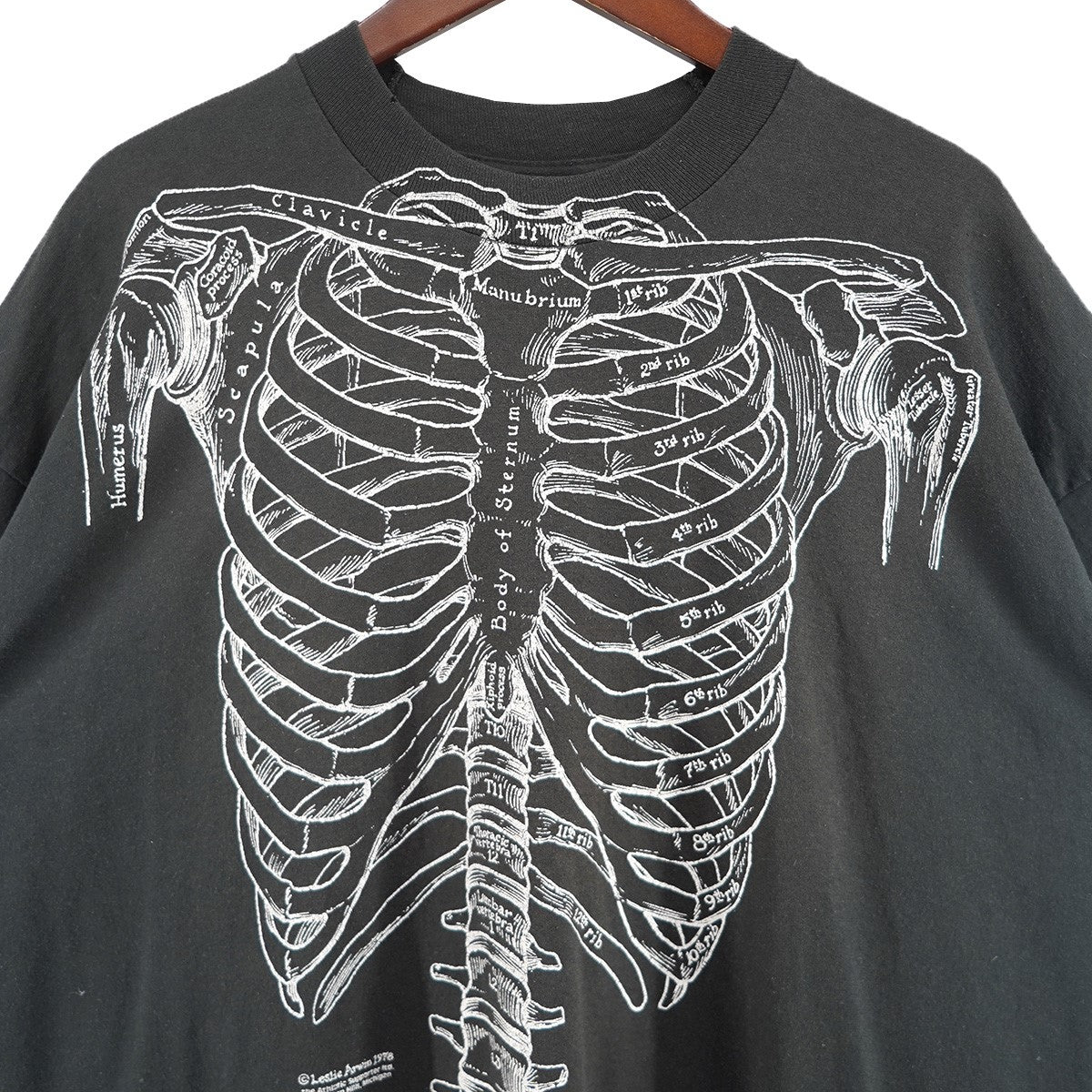 VINTAGE 90s Leslie Arwin Skeleton Print Design Teeレスリーアーウィン スケルトン プリント デザイン Tシャツ 古着・中古-3枚目のアイテム画像