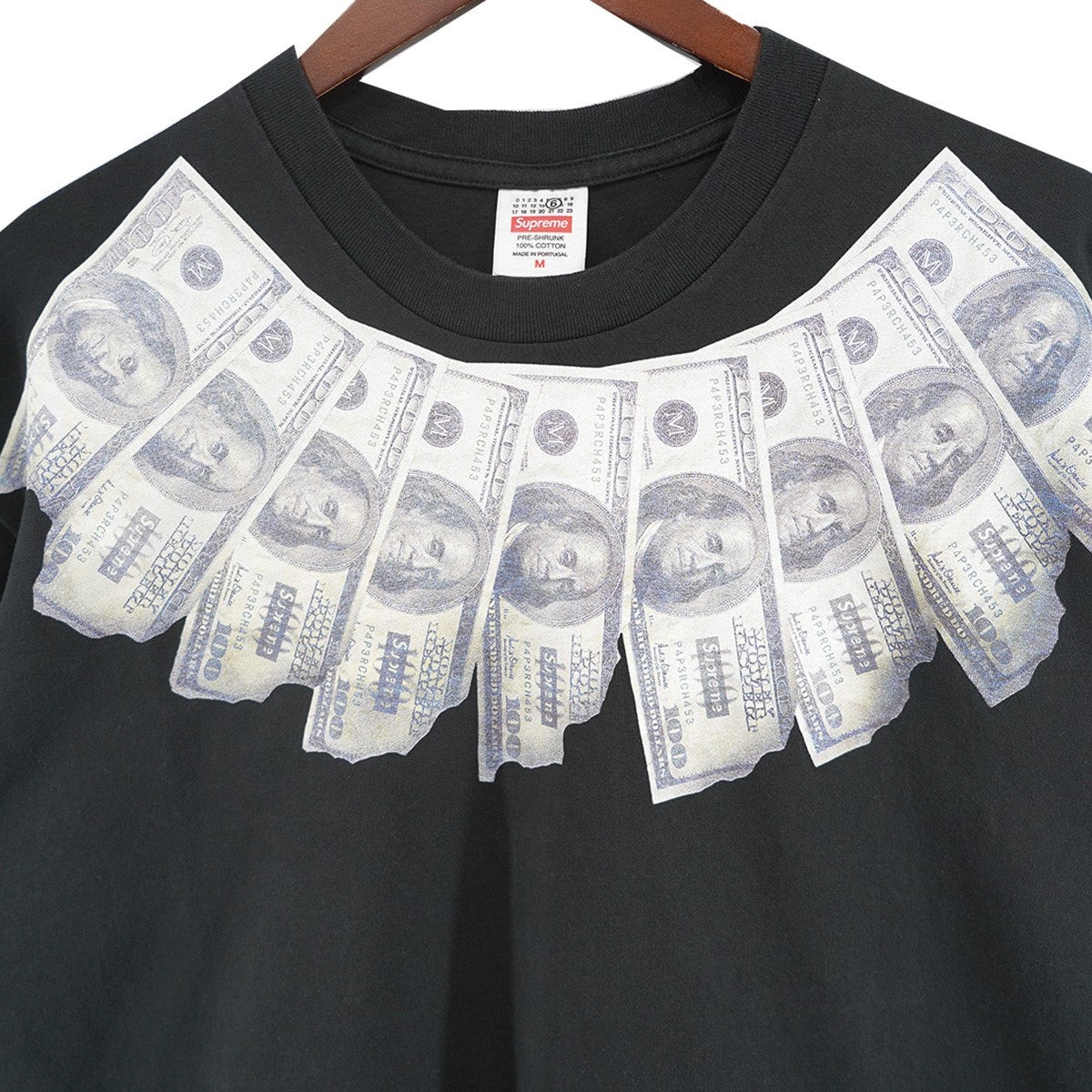 26SS MM6 Maison Margiela Money S／S Topコラボ 100ドル札 グラフィック カレンダー ロゴ バック刺繍 Tシャツ