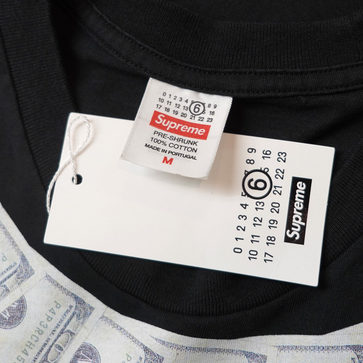 26SS MM6 Maison Margiela Money S／S Topコラボ 100ドル札 グラフィック カレンダー ロゴ バック刺繍 Tシャツ