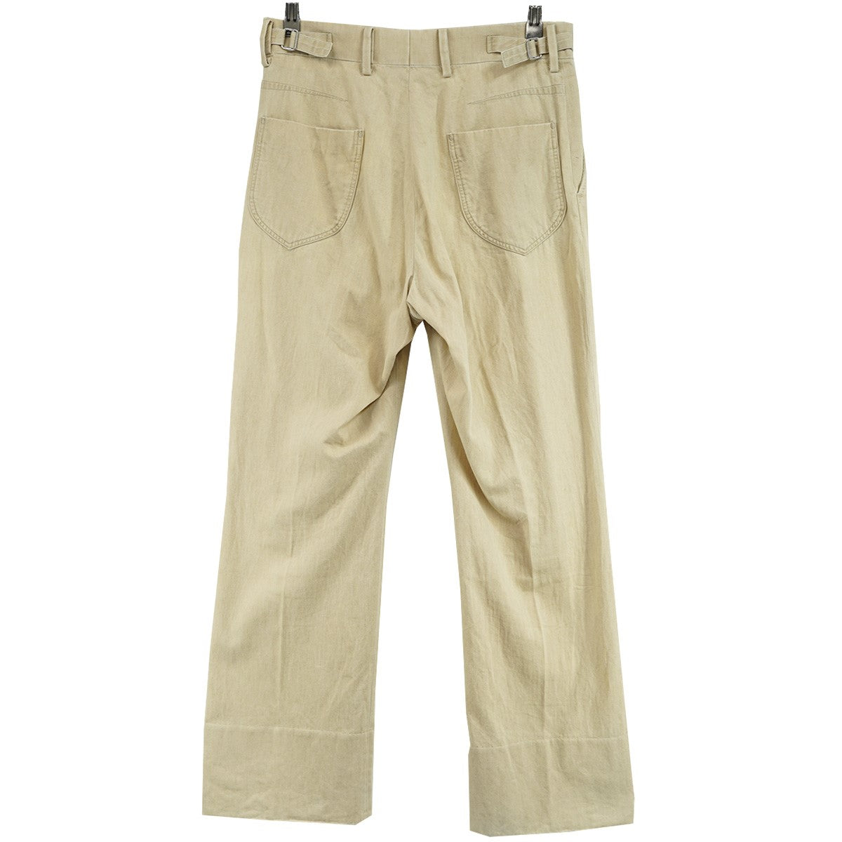 MAATEE＆SONS 25SS MARVERICK - L．Beige マーベリックダブルフック ボタンフライ バックル アジャスターベルト ユーロ ミリタリー トラウザーズ パンツ 古着・中古-2枚目のアイテム画像