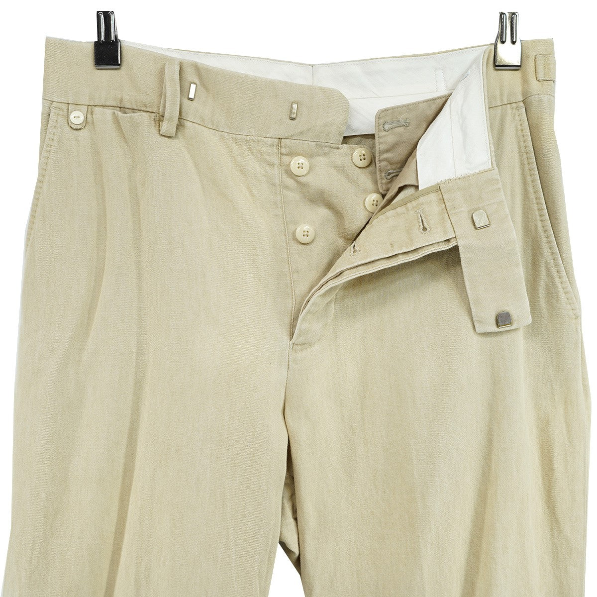 MAATEE＆SONS 25SS MARVERICK - L．Beige マーベリックダブルフック ボタンフライ バックル アジャスターベルト ユーロ ミリタリー トラウザーズ パンツ 古着・中古-4枚目のアイテム画像