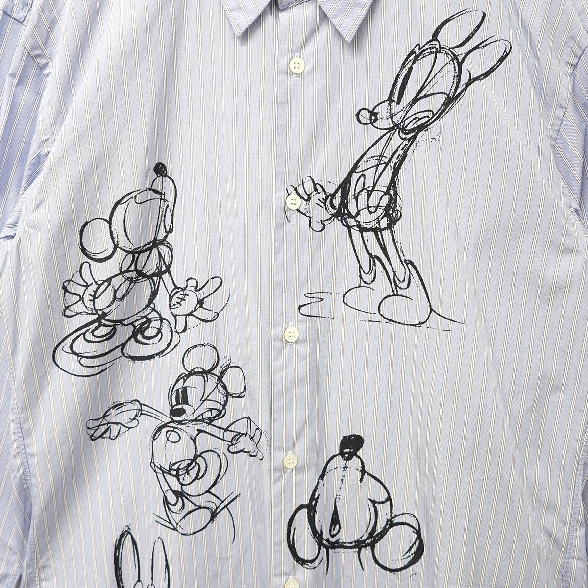 COMME des GARCONS HOMME DEUX×Disney 20AW ミッキーマウス ウォルトディズニースケッチ プリント ストライプ シャツ 古着・中古-2枚目のアイテム画像