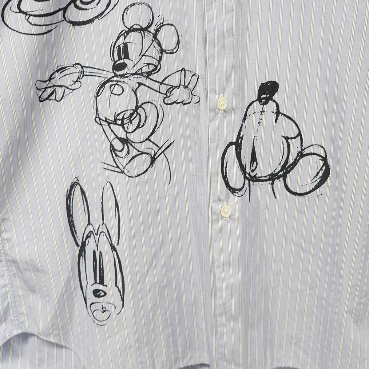 COMME des GARCONS HOMME DEUX×Disney 20AW ミッキーマウス ウォルトディズニースケッチ プリント ストライプ シャツ 古着・中古-3枚目のアイテム画像