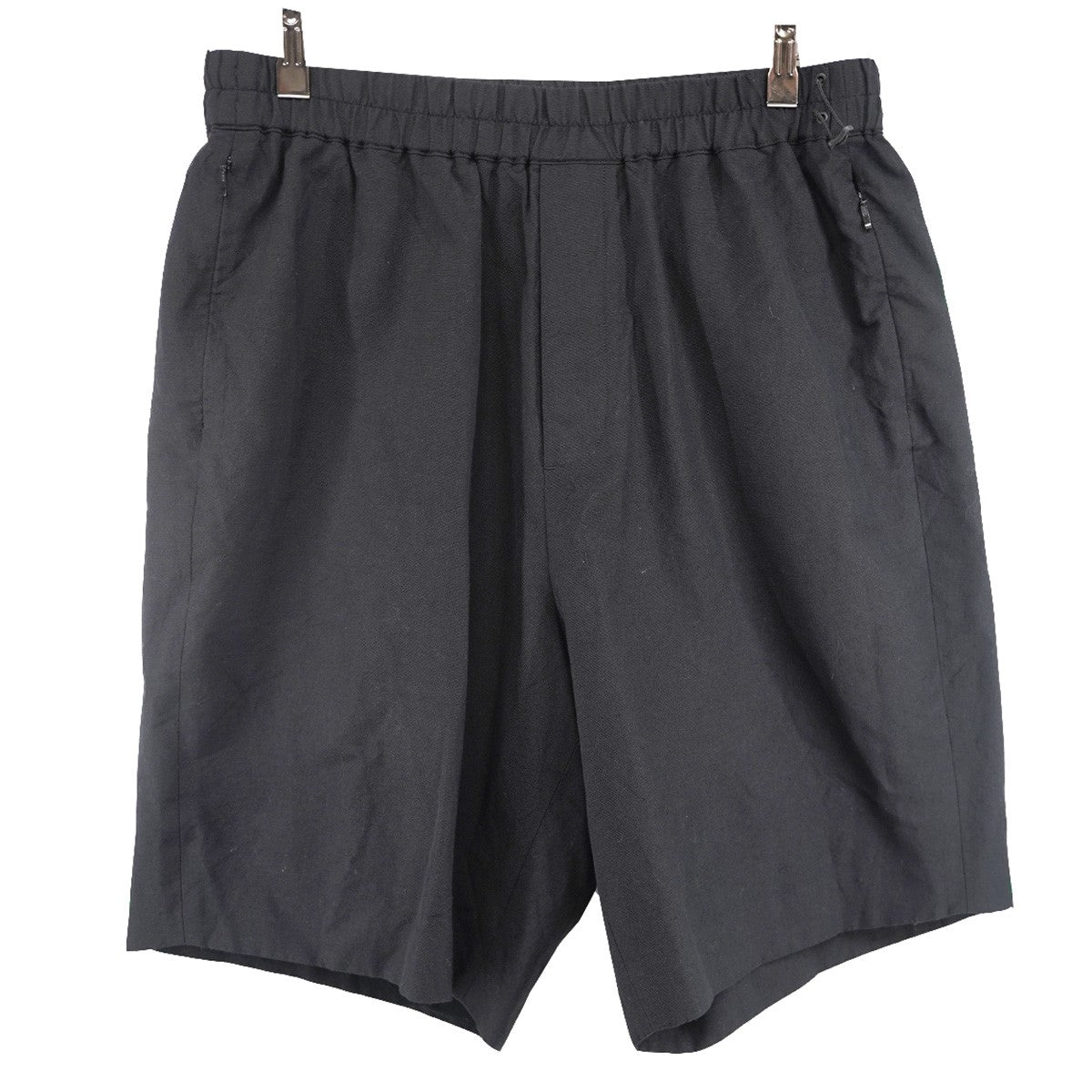 ATON WOOL LINEN TRAINING SHORT PANTS ウールリネン ミリタリーベース ワイドコンシールファスナーポケット トレーニング イージー ショーツ ハーフ ショート パンツ 古着・中古-1枚目のアイテム画像
