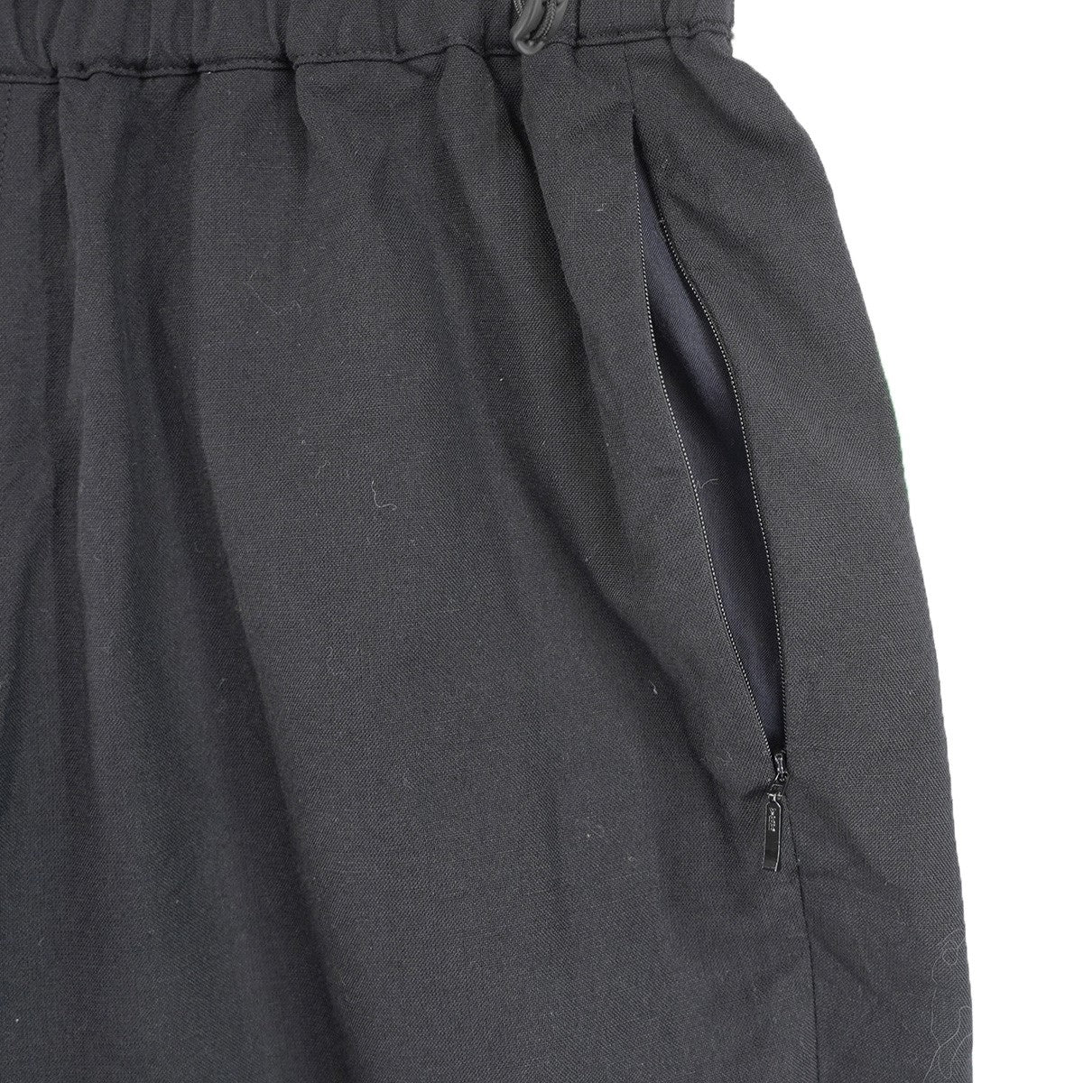 ATON WOOL LINEN TRAINING SHORT PANTS ウールリネン ミリタリーベース ワイドコンシールファスナーポケット トレーニング イージー ショーツ ハーフ ショート パンツ 古着・中古-3枚目のアイテム画像