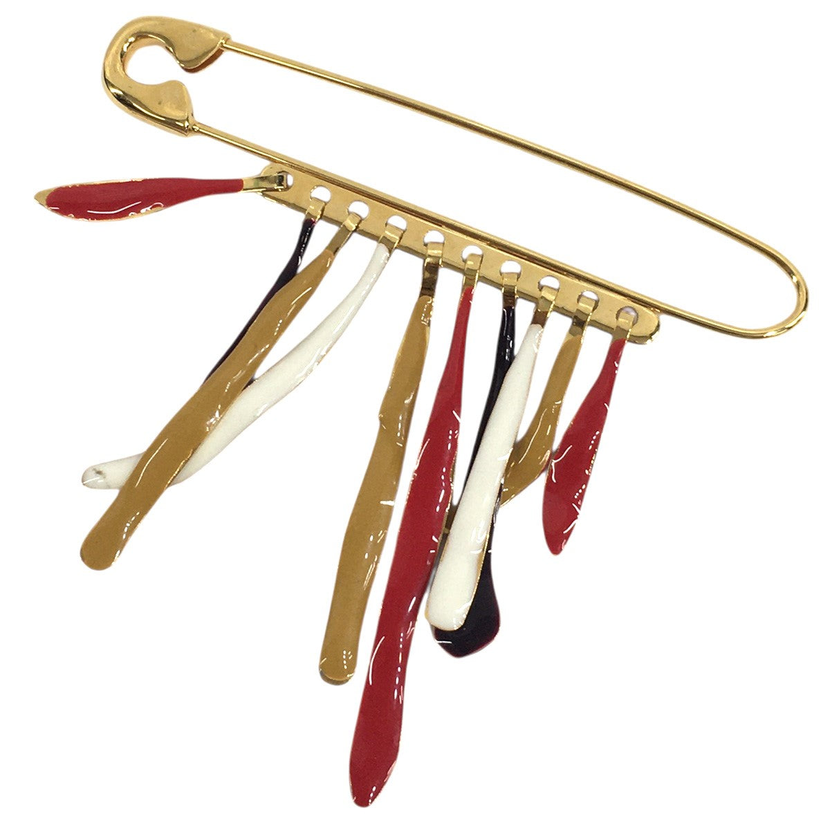 21SS Gold-tone charm safety pin brooch安全ピン ブローチ
