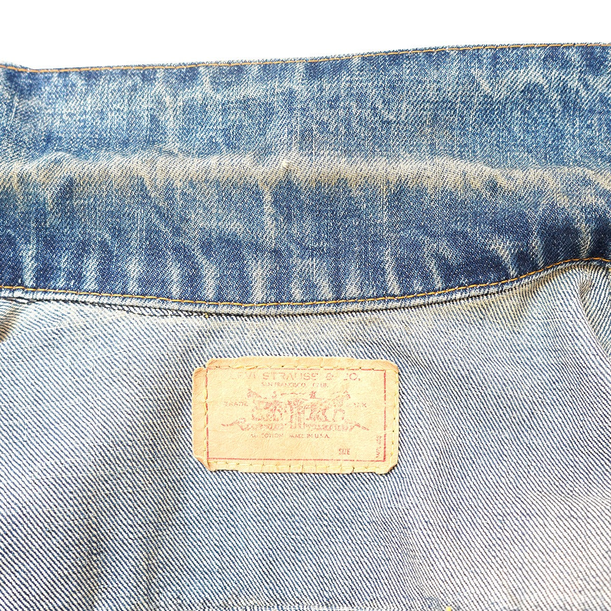 Vintage ヴィンテージ 60s〜70s BIG E 70505-0217 4THモデルワッペンカスタム ボタン裏525 V字ステッチ 紙パッチ デニム ジャケット