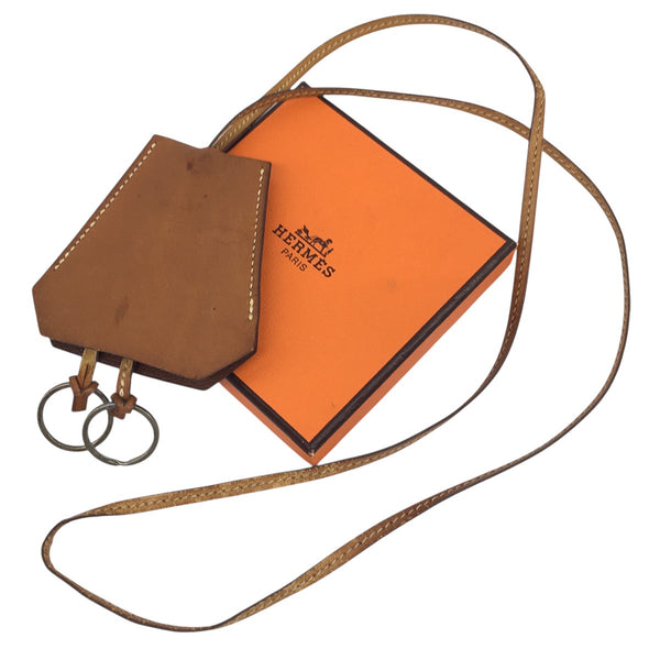 HERMES(エルメス) クロシェット レザー キーリングネックレス ブラウン