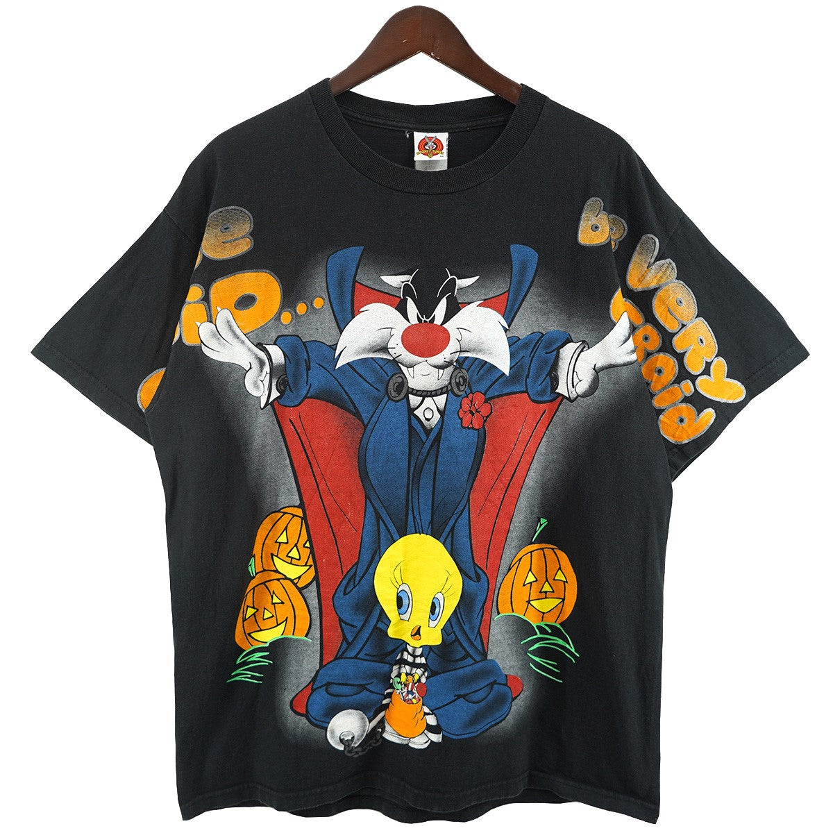 VINTAGE 90s LOONEY TUNES ルーニーテューンズ USA製シルベスター トゥイーティー ハロウィン コスチューム Tシャツ 古着・中古-1枚目のアイテム画像