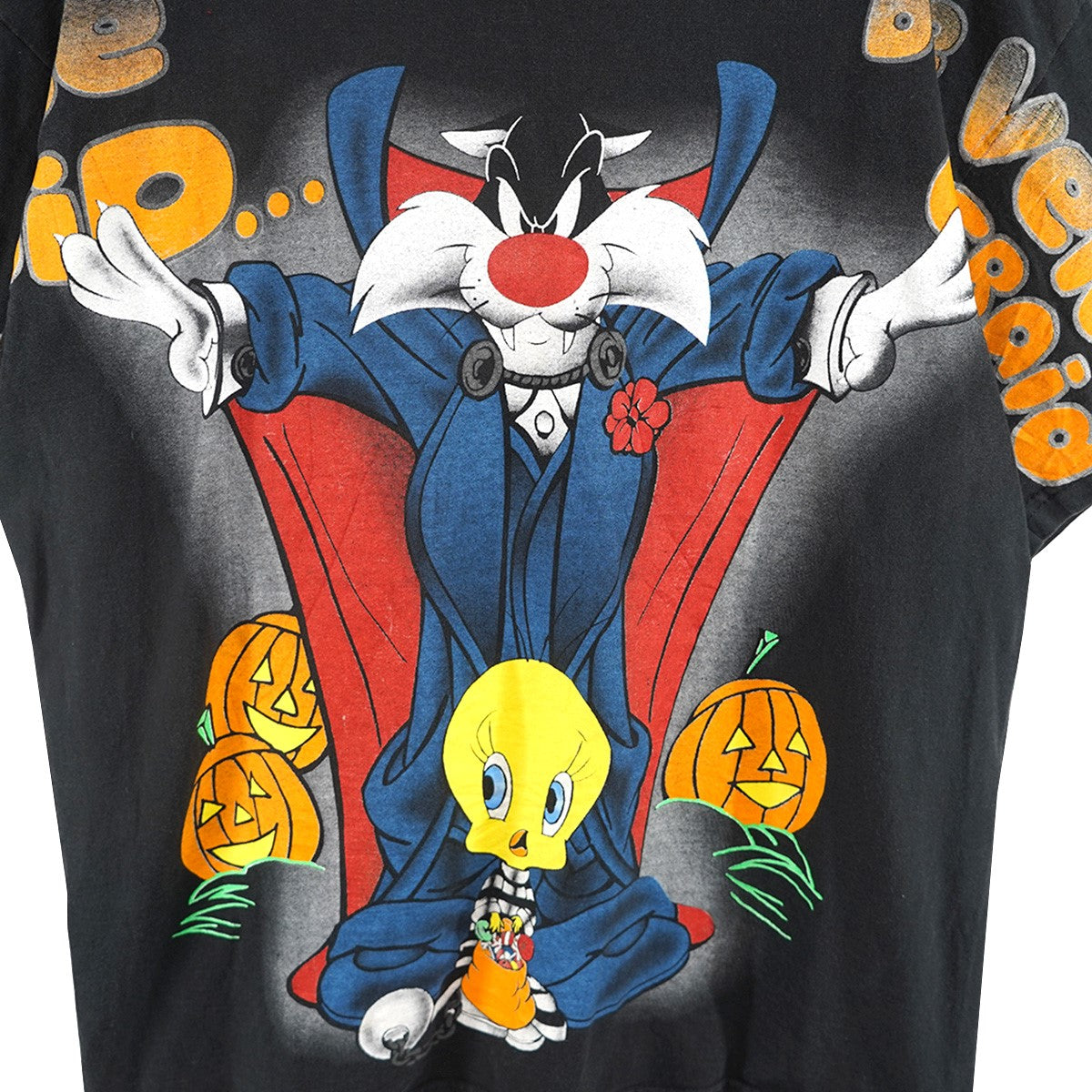 VINTAGE 90s LOONEY TUNES ルーニーテューンズ USA製シルベスター トゥイーティー ハロウィン コスチューム Tシャツ 古着・中古-2枚目のアイテム画像
