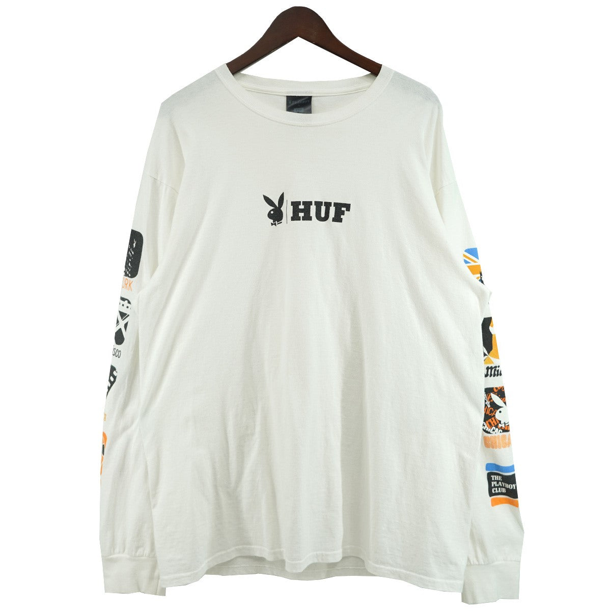 HUF×PLAY BOY HUF x Playboy Club Intl Long Sleeve Teeコラボ ロゴ ロングスリーブ 長袖 Tシャツ ロンT 古着・中古-1枚目のアイテム画像