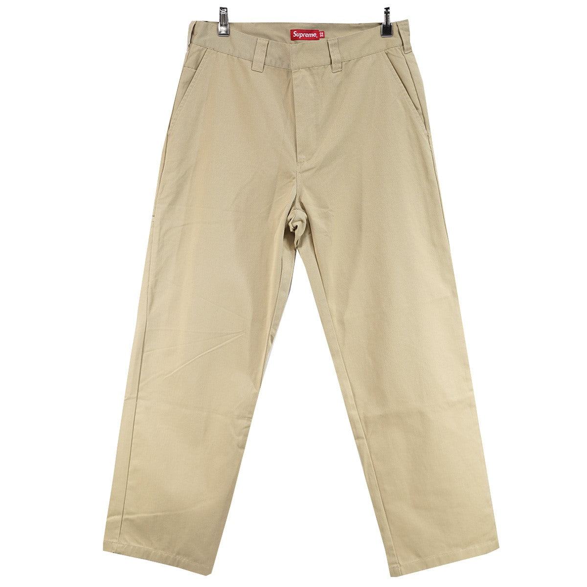 22SS Work Pants 混紡ツイル素材ストレートシルエット ウェルトユーティリティポケット ロゴ ネームタグ ワーク パンツ