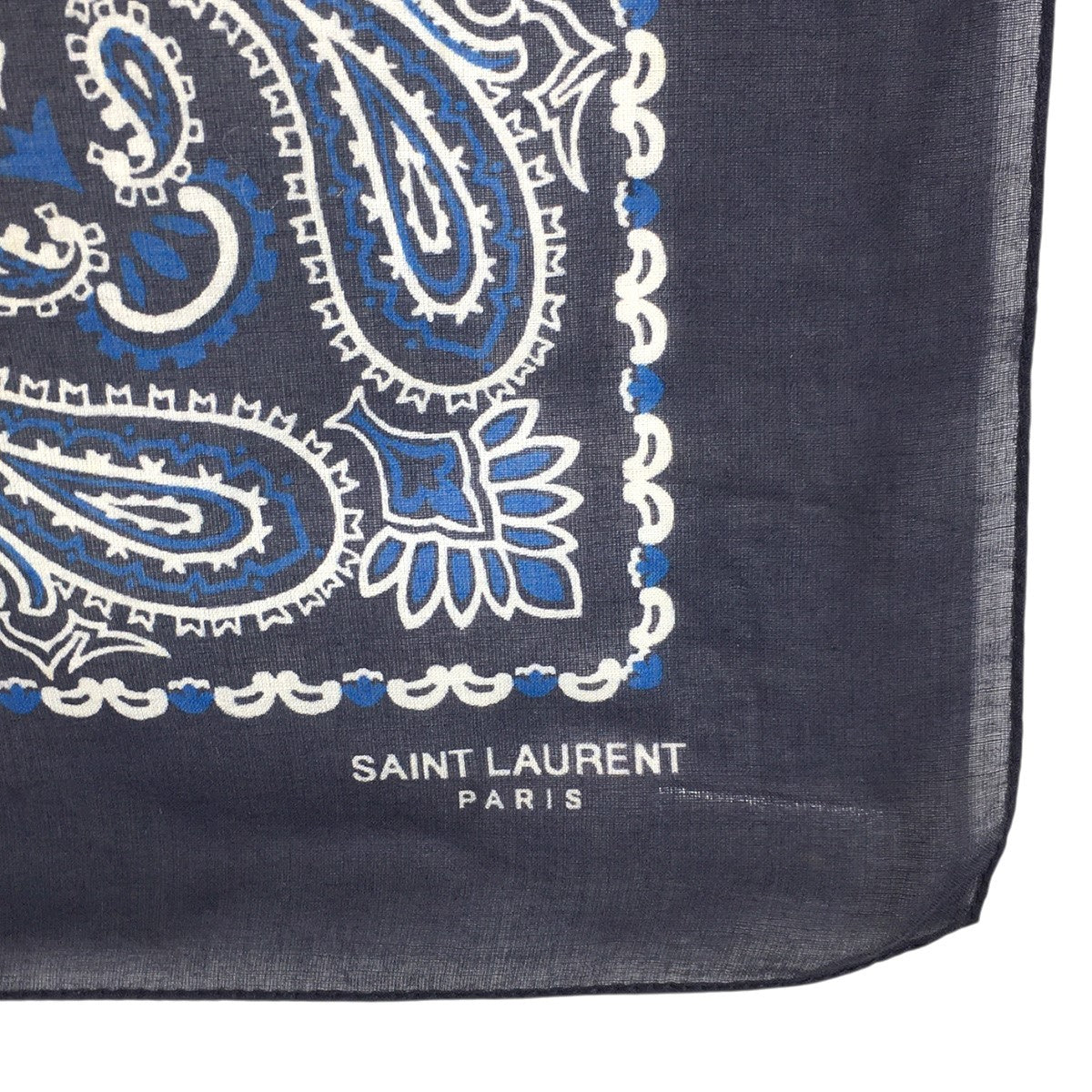 Saint Laurent Paris エディ期 ペイズリー柄 コットン バンダナ スクエア スカーフ 古着・中古-2枚目のアイテム画像