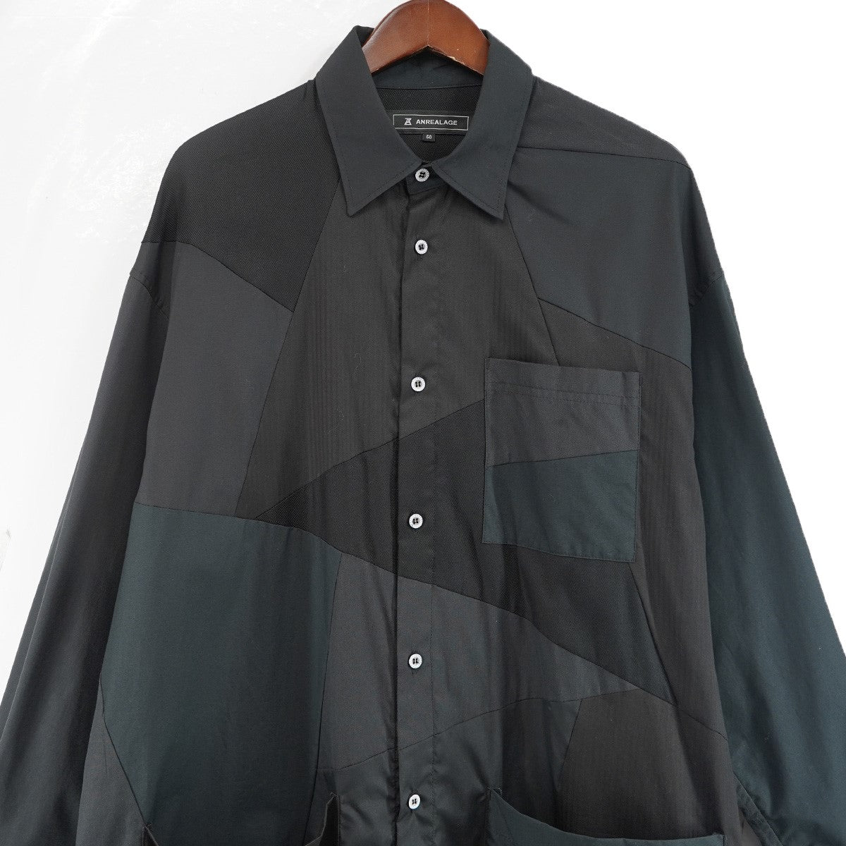 ANREALAGE パッチワーク パネル ロングシャツ 古着・中古-2枚目のアイテム画像