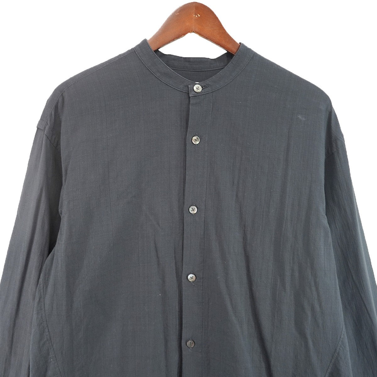 uru 24SS バンドカラー ノーカラー ロングシャツ 古着・中古-2枚目のアイテム画像