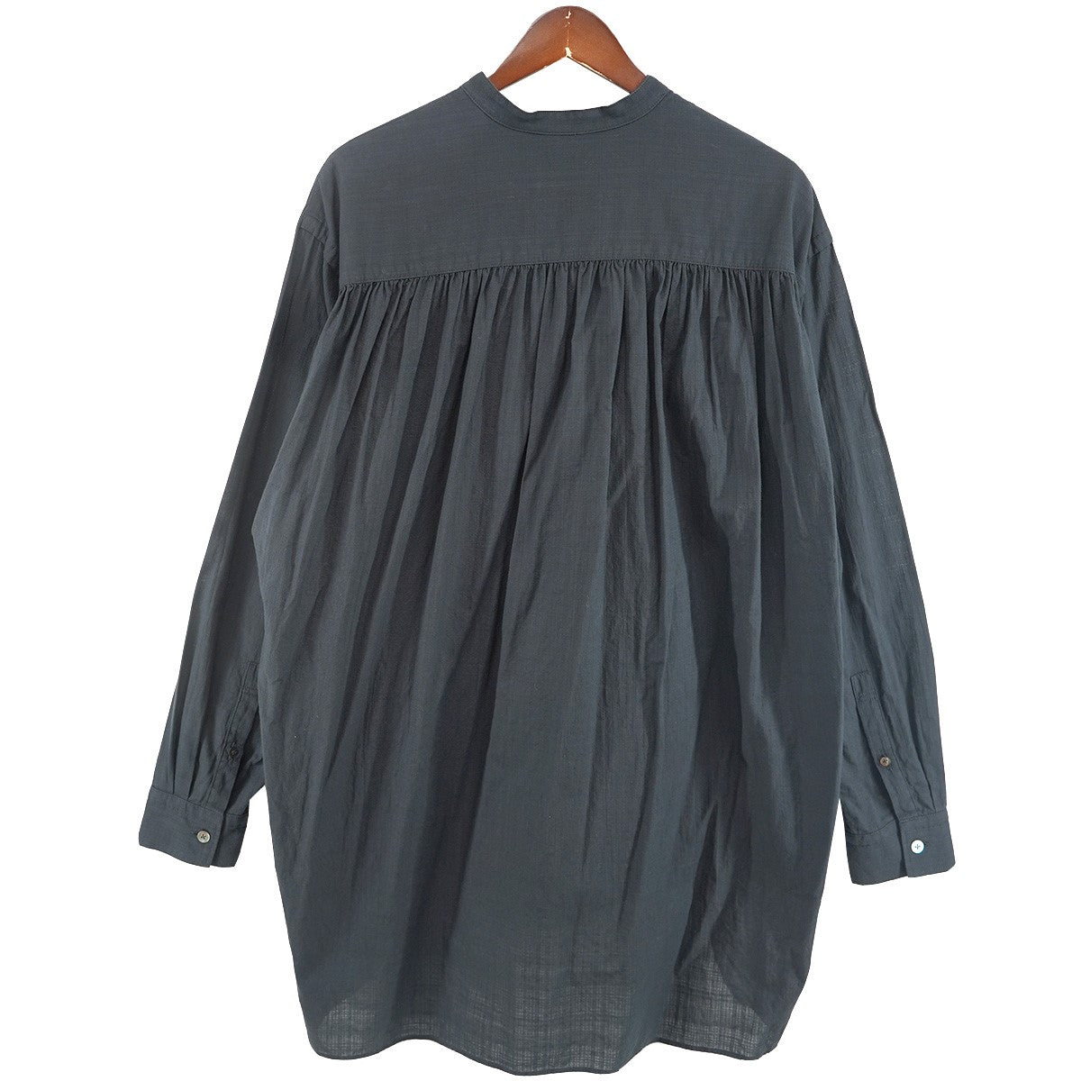 uru 24SS バンドカラー ノーカラー ロングシャツ 古着・中古-3枚目のアイテム画像