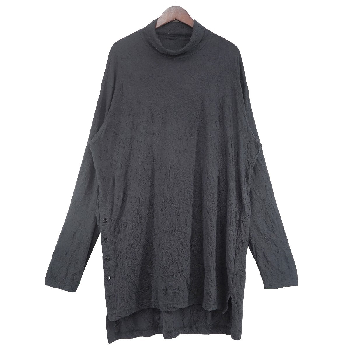 24AW Right Button Attached Hem Stepped Turtle Long Sleeveキャッチワッシャー 右サイドボタン タートルネック ロングスリーブ 長袖 ロンT