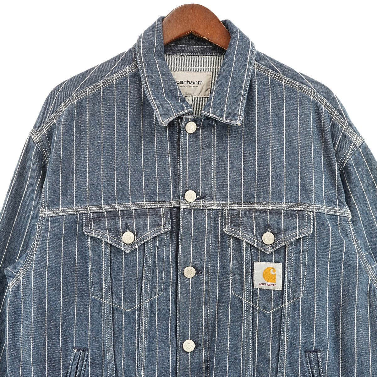 CARHARTT WIP ORLEAN JACKET オルレアンストライプ デニム トラッカー ジャケット 古着・中古-2枚目のアイテム画像