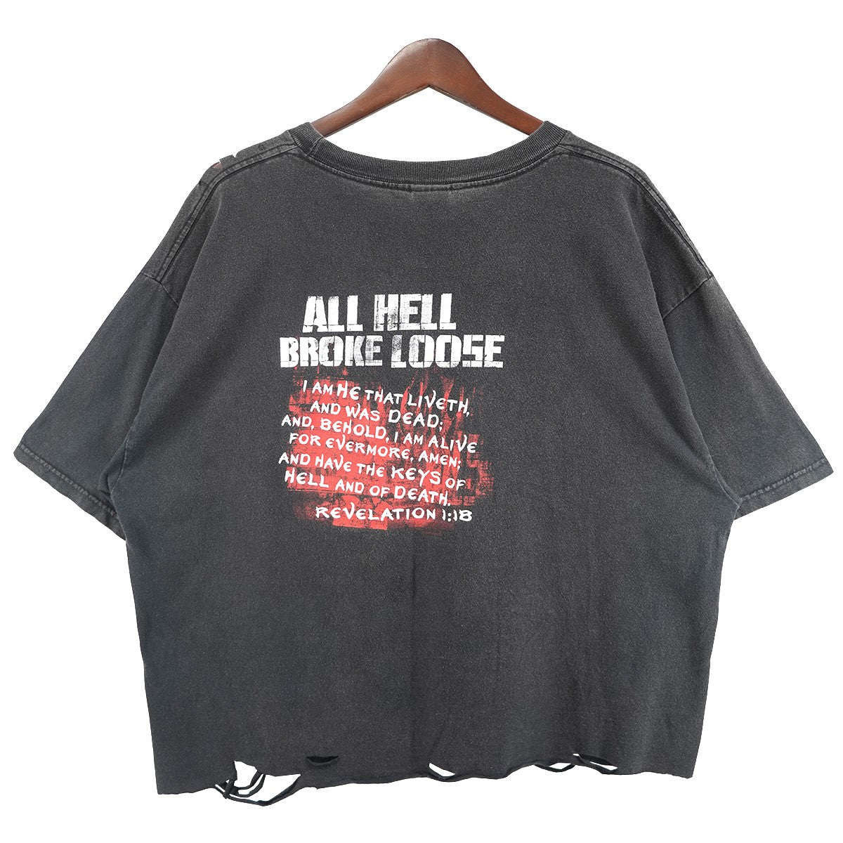 00s Kerusso Vintage ヴィンテージ クラッシュ 加工 クラック宗教 聖書 キリスト 両面プリント 短丈 リサイズ Tシャツ