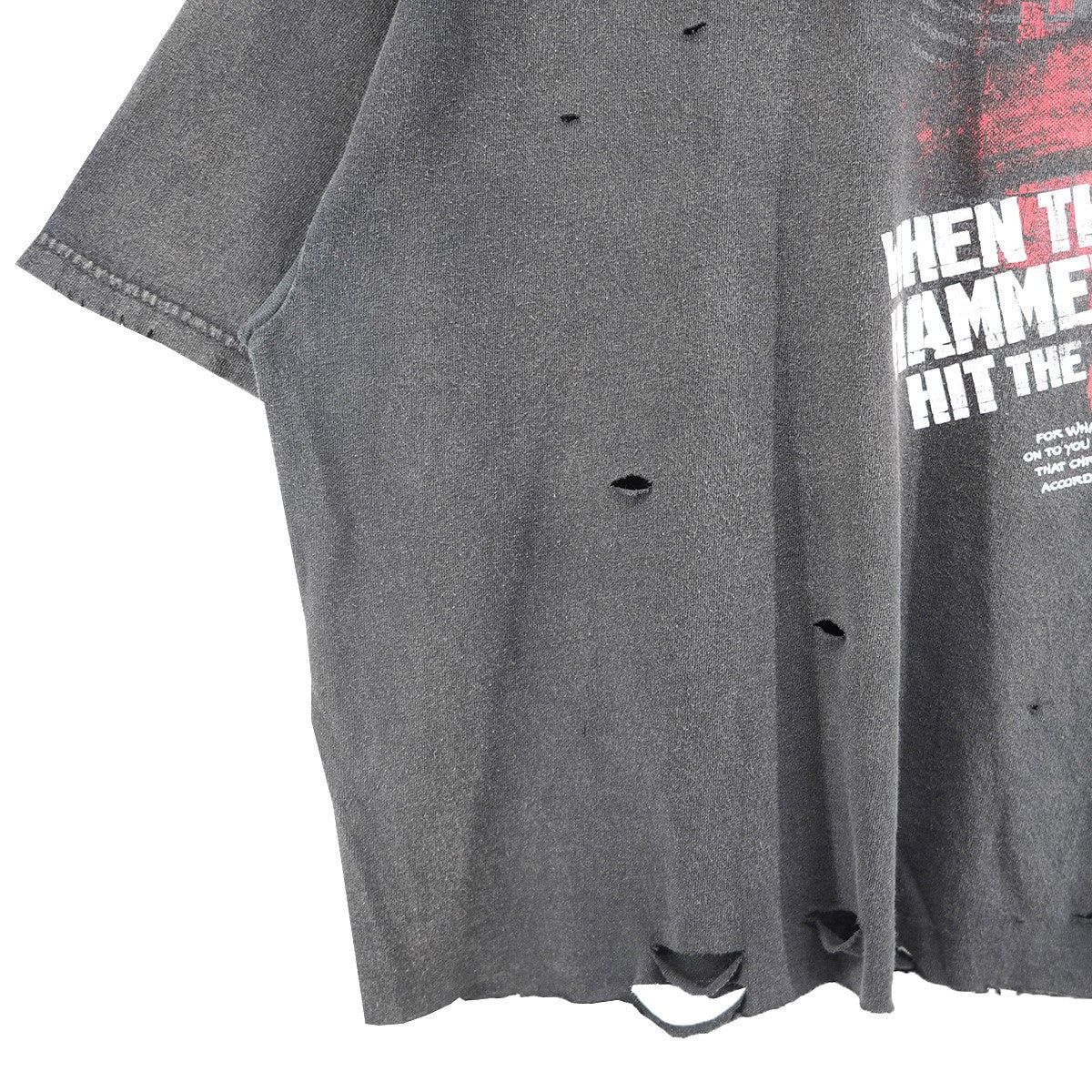 00s Kerusso Vintage ヴィンテージ クラッシュ 加工 クラック宗教 聖書 キリスト 両面プリント 短丈 リサイズ Tシャツ