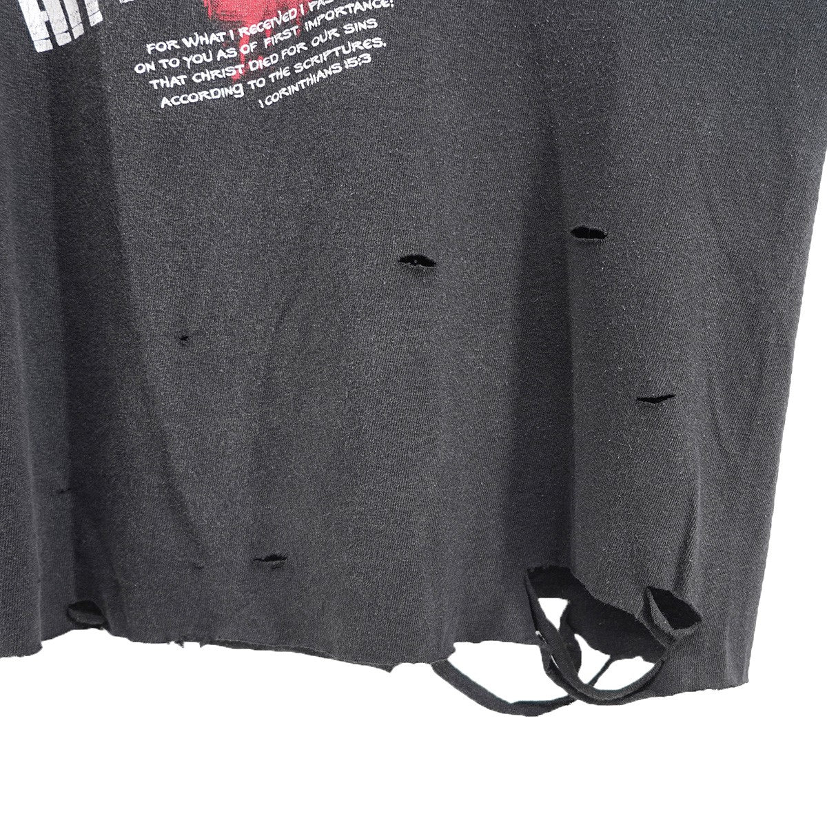 00s Kerusso Vintage ヴィンテージ クラッシュ 加工 クラック宗教 聖書 キリスト 両面プリント 短丈 リサイズ Tシャツ