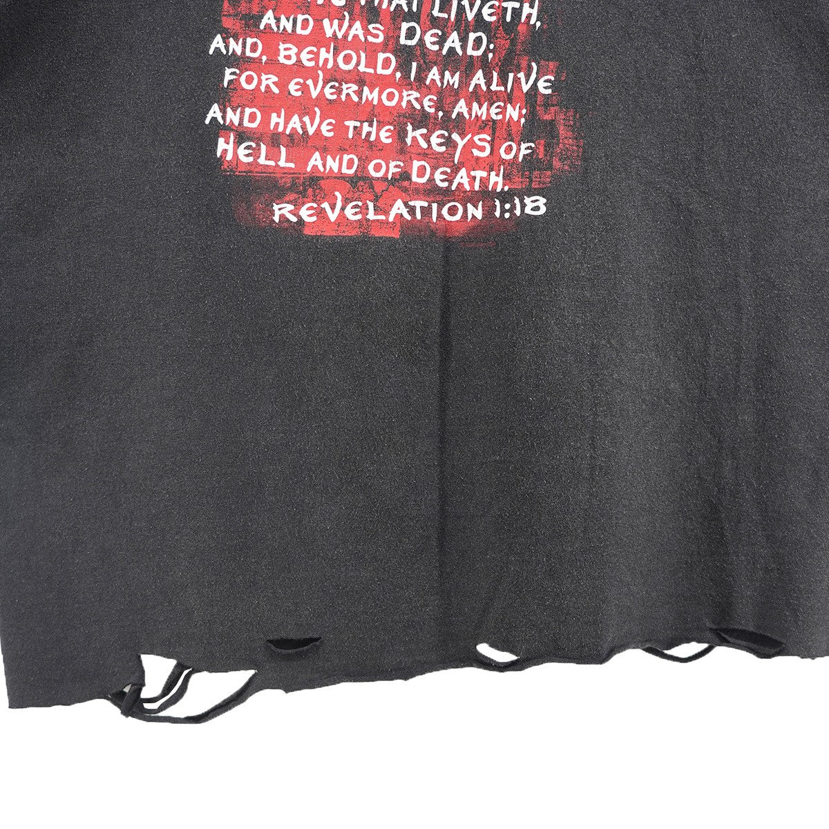 00s Kerusso Vintage ヴィンテージ クラッシュ 加工 クラック宗教 聖書 キリスト 両面プリント 短丈 リサイズ Tシャツ