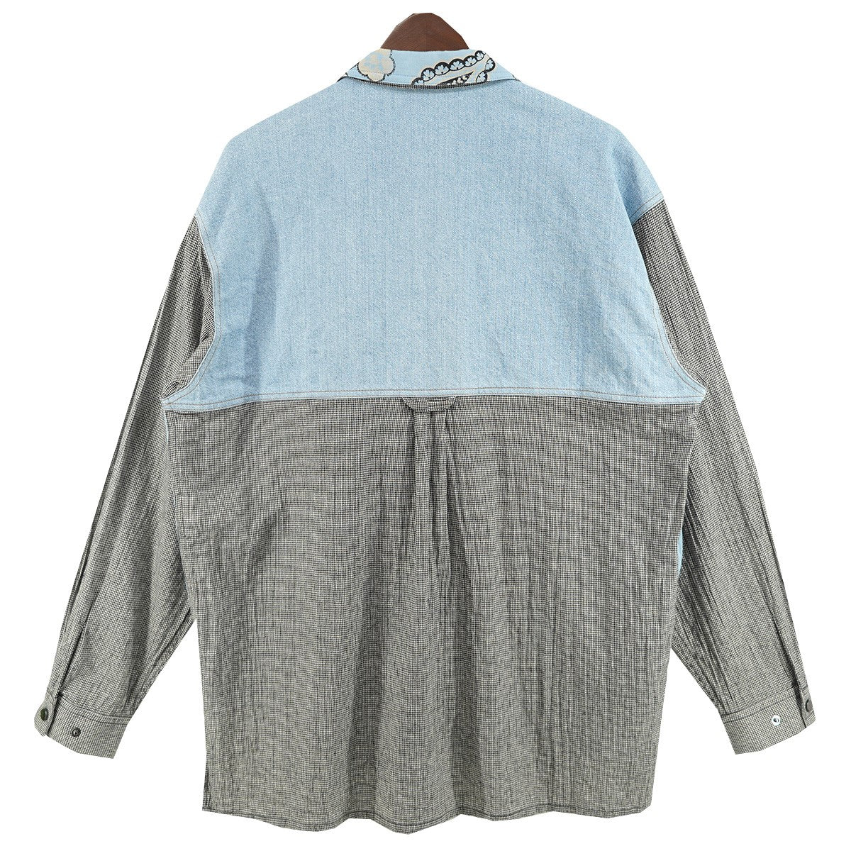 24SS MICKEYMOUSE-BLOUSON DISNEYディズニー ミッキーマウスブルゾン デニム 千鳥 切替 ジップ シャツ