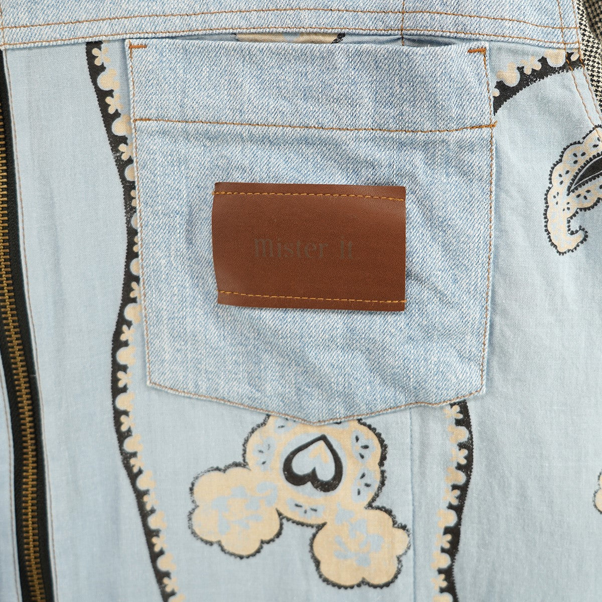 24SS MICKEYMOUSE-BLOUSON DISNEYディズニー ミッキーマウスブルゾン デニム 千鳥 切替 ジップ シャツ