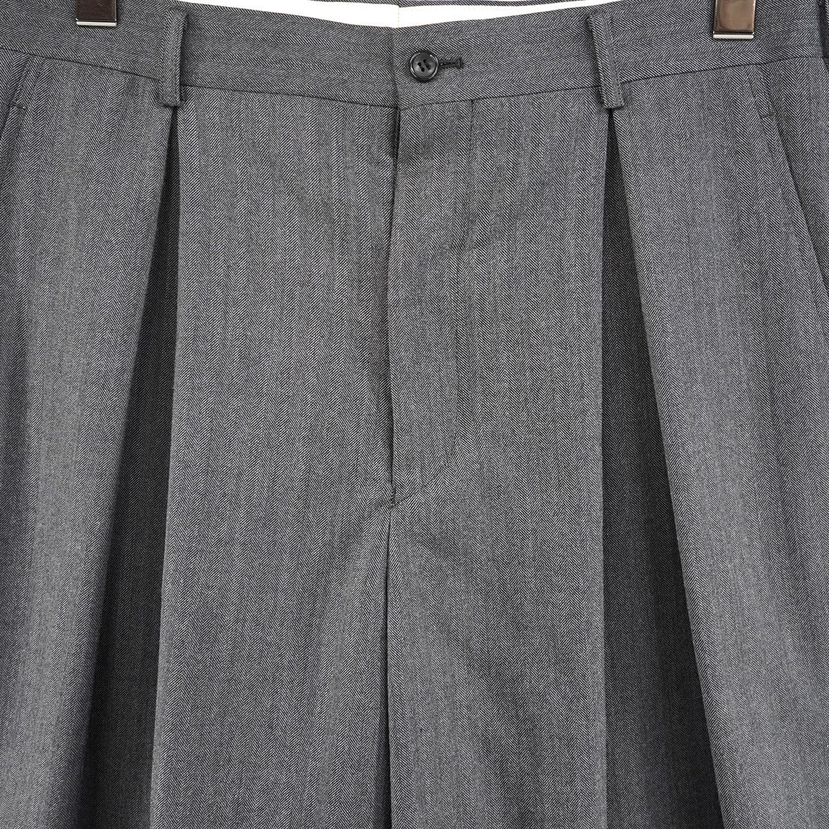 26SS ウール／エステルヘリンボーンショートパンツ タック ワイド ハーフパンツ ショーツ