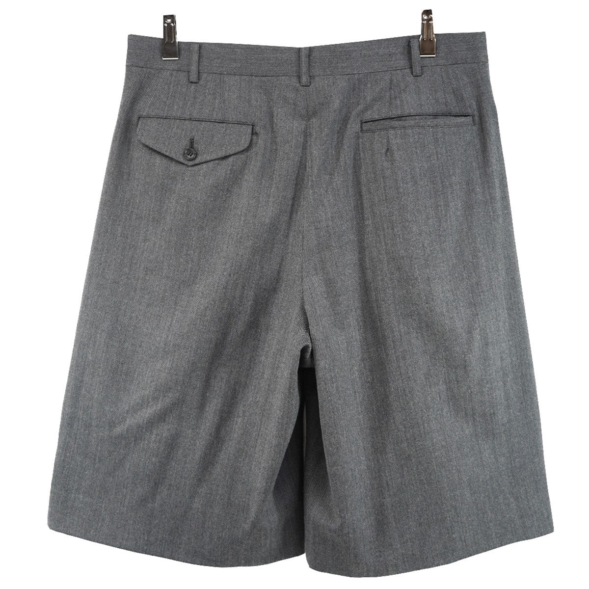 26SS ウール／エステルヘリンボーンショートパンツ タック ワイド ハーフパンツ ショーツ