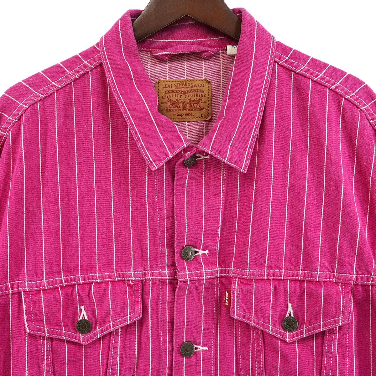 18SS Levi’s Pinstripe Trucker Jacketコラボ ピンストライプ デニム トラッカー ジャケット