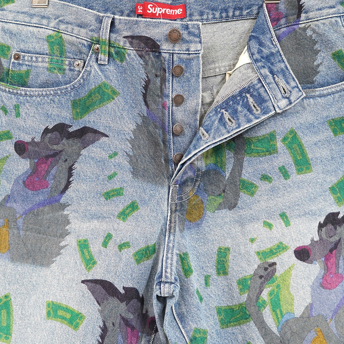 25AW All Dogs Go To Heaven Loose Fit Jean ウォッシュド加工チャーリー・B・バーキン 総柄 オールオーバープリント ルーズフィット ジーンズ デニム パンツ