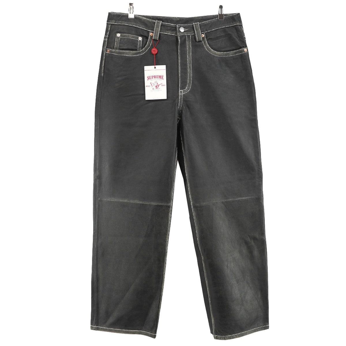 Supreme×TRUE RELIGION 25AW True Religion Loose Fit Leather Pant コラボ5ポケット 極太ステッチ ホースシュー ロゴ シープ レザー パンツ 古着・中古-1枚目のアイテム画像