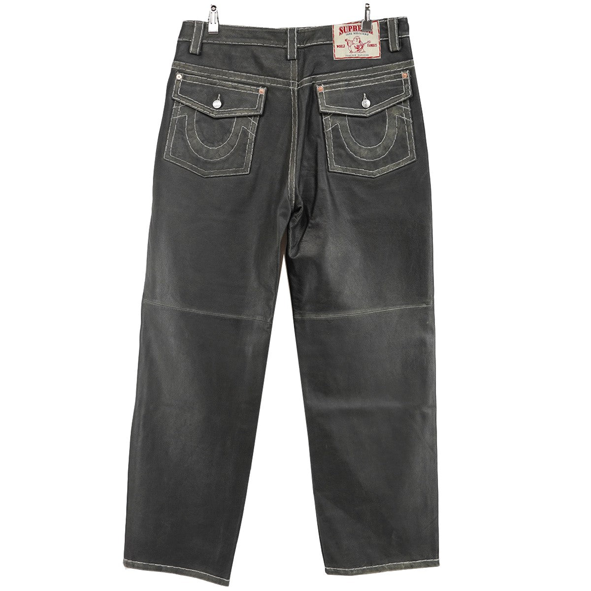 Supreme×TRUE RELIGION 25AW True Religion Loose Fit Leather Pant コラボ5ポケット 極太ステッチ ホースシュー ロゴ シープ レザー パンツ 古着・中古-2枚目のアイテム画像