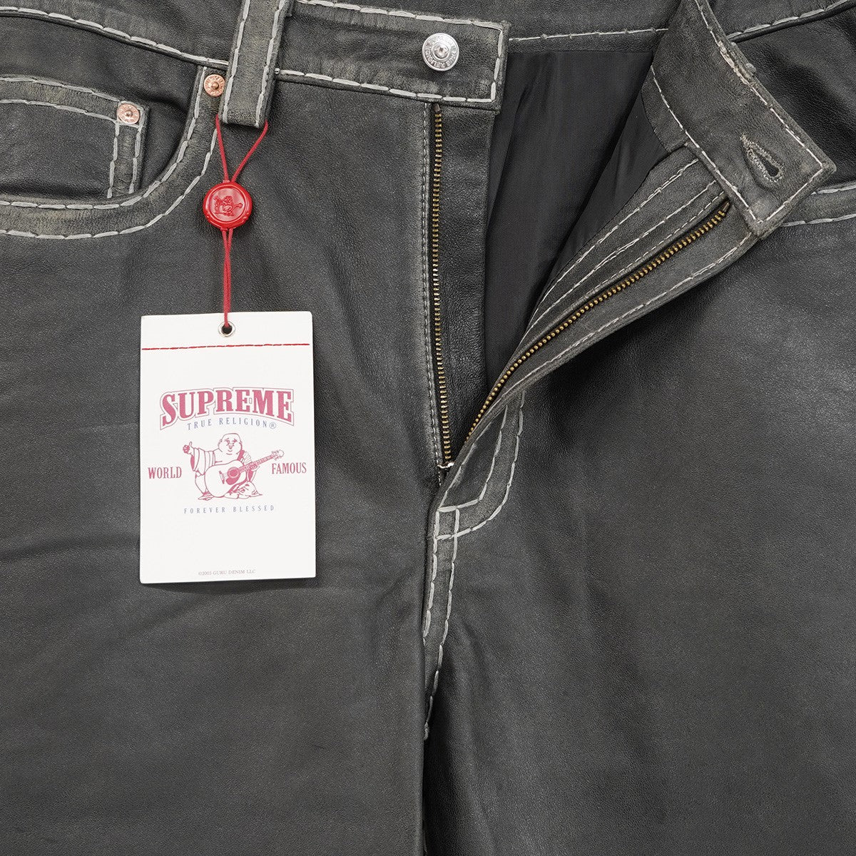 Supreme×TRUE RELIGION 25AW True Religion Loose Fit Leather Pant コラボ5ポケット 極太ステッチ ホースシュー ロゴ シープ レザー パンツ 古着・中古-4枚目のアイテム画像