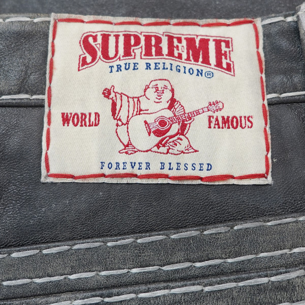 Supreme×TRUE RELIGION 25AW True Religion Loose Fit Leather Pant コラボ5ポケット 極太ステッチ ホースシュー ロゴ シープ レザー パンツ 古着・中古-6枚目のアイテム画像