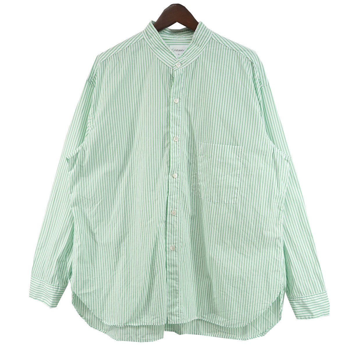 × Salvatore Piccolo HANDMADE FRINGED MAO COLLAR SHIRTハンドメイド フリンジ 加工 マオカラー ストライプシャツ