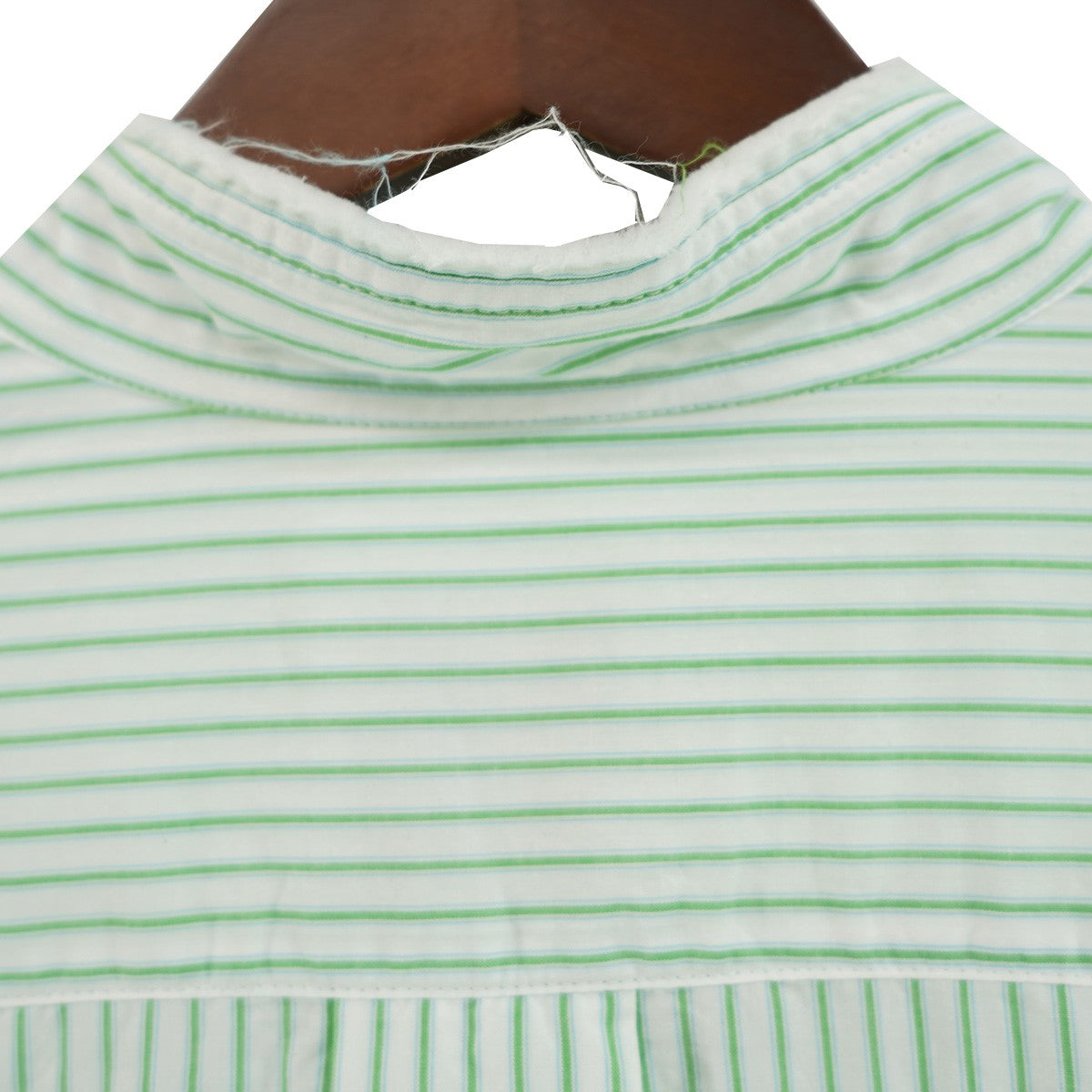 × Salvatore Piccolo HANDMADE FRINGED MAO COLLAR SHIRTハンドメイド フリンジ 加工 マオカラー ストライプシャツ