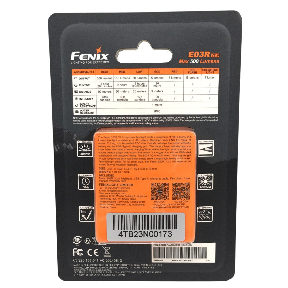 24AW Fenix E03R Flashlight Keychainフェニックス E03R フラッシュライト キーチェーン