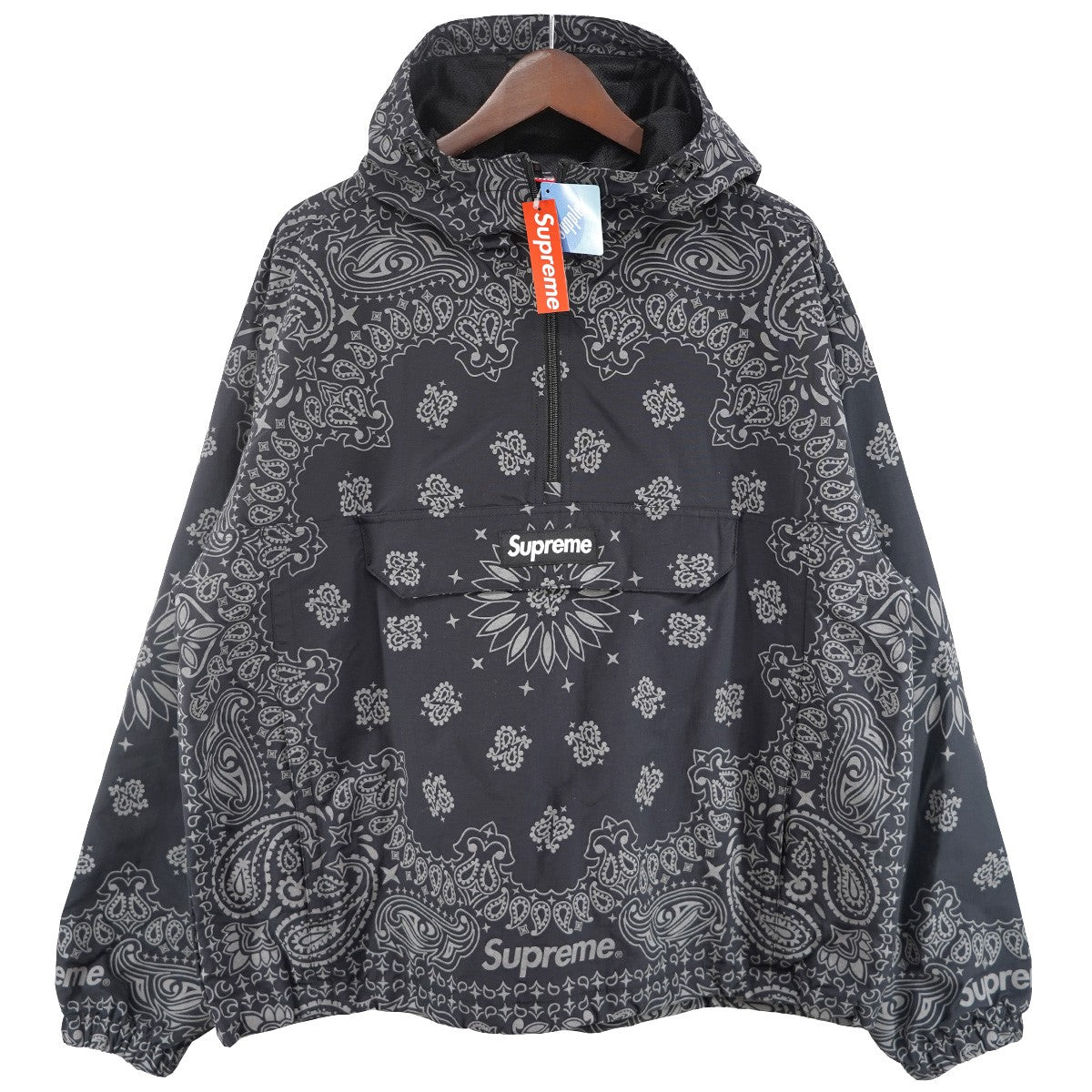 26SS Reflective Bandana Anorak リフレクティブ バンダナ ペイズリー 総柄ドローコード カンガルーポケット ロゴ 織ネーム ジップアップ パーカー ジャケット