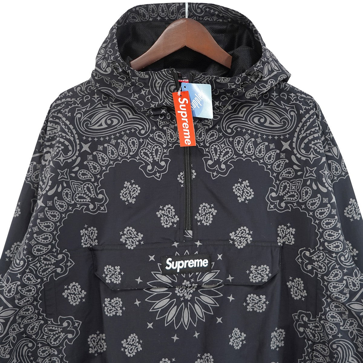 26SS Reflective Bandana Anorak リフレクティブ バンダナ ペイズリー 総柄ドローコード カンガルーポケット ロゴ 織ネーム ジップアップ パーカー ジャケット