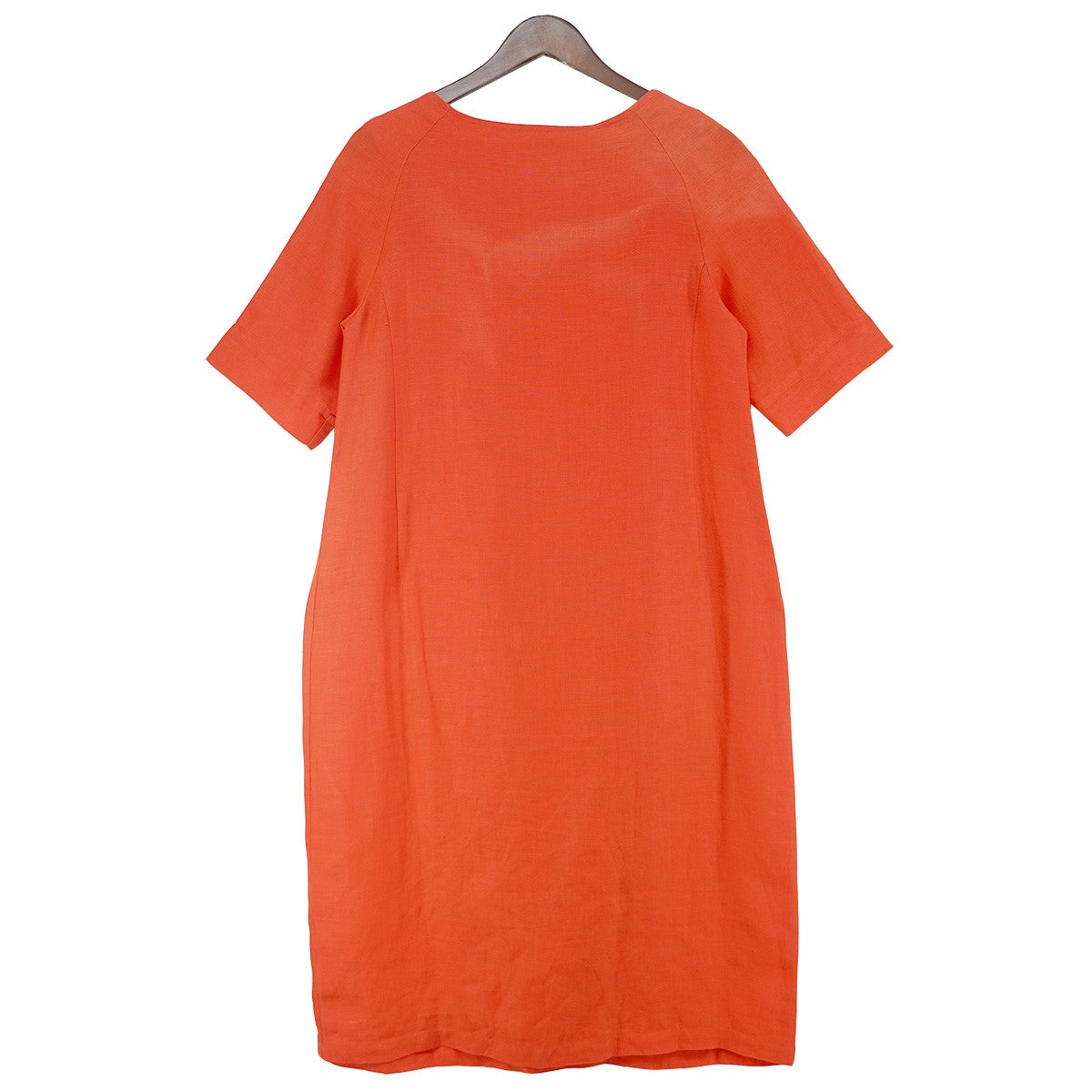 marimekko Kimpi dress 天然素材サックシルエット テラコッタオレンジ 切替無し ラグランスリーブ 半袖 ワンピース 古着・中古-2枚目のアイテム画像