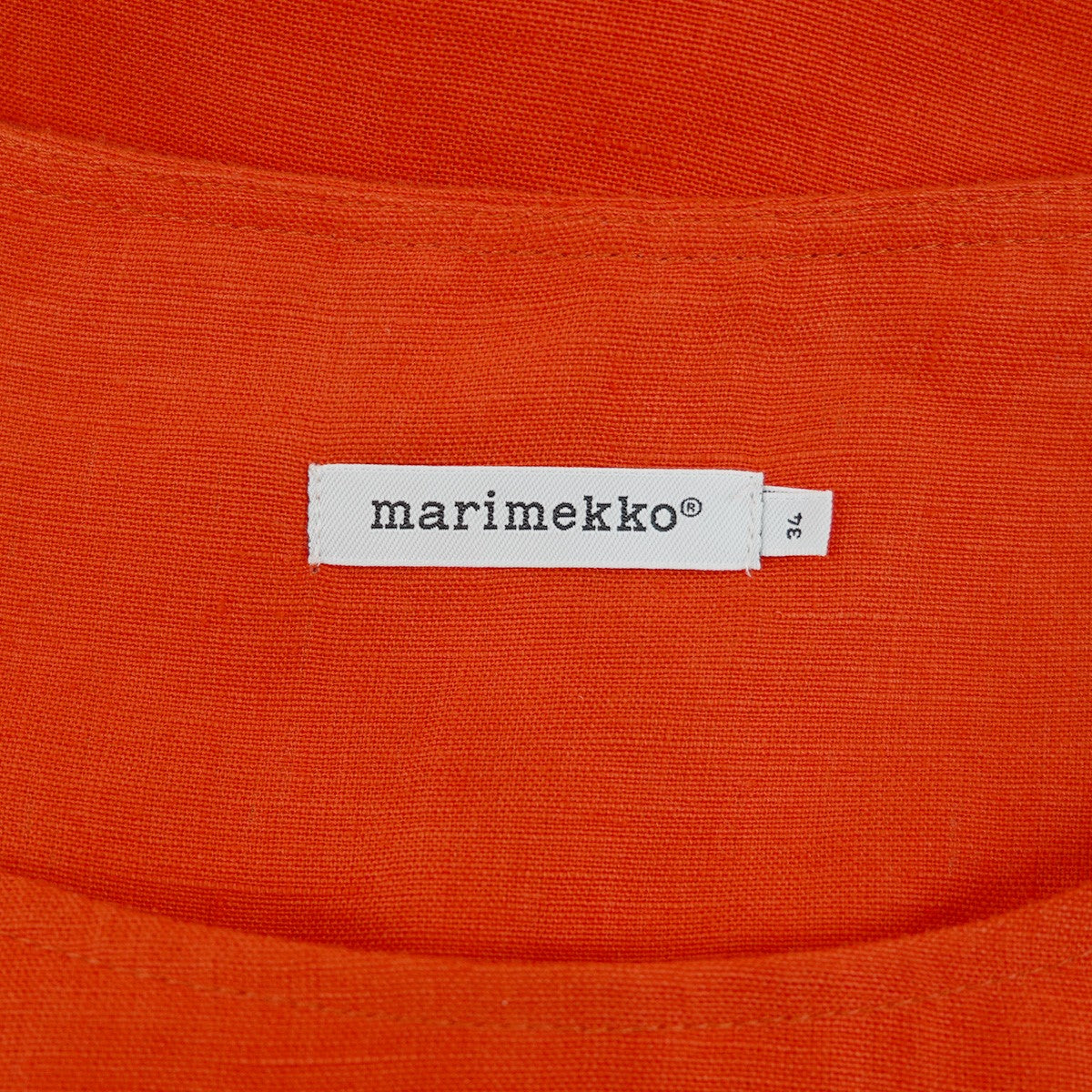 marimekko Kimpi dress 天然素材サックシルエット テラコッタオレンジ 切替無し ラグランスリーブ 半袖 ワンピース 古着・中古-6枚目のアイテム画像