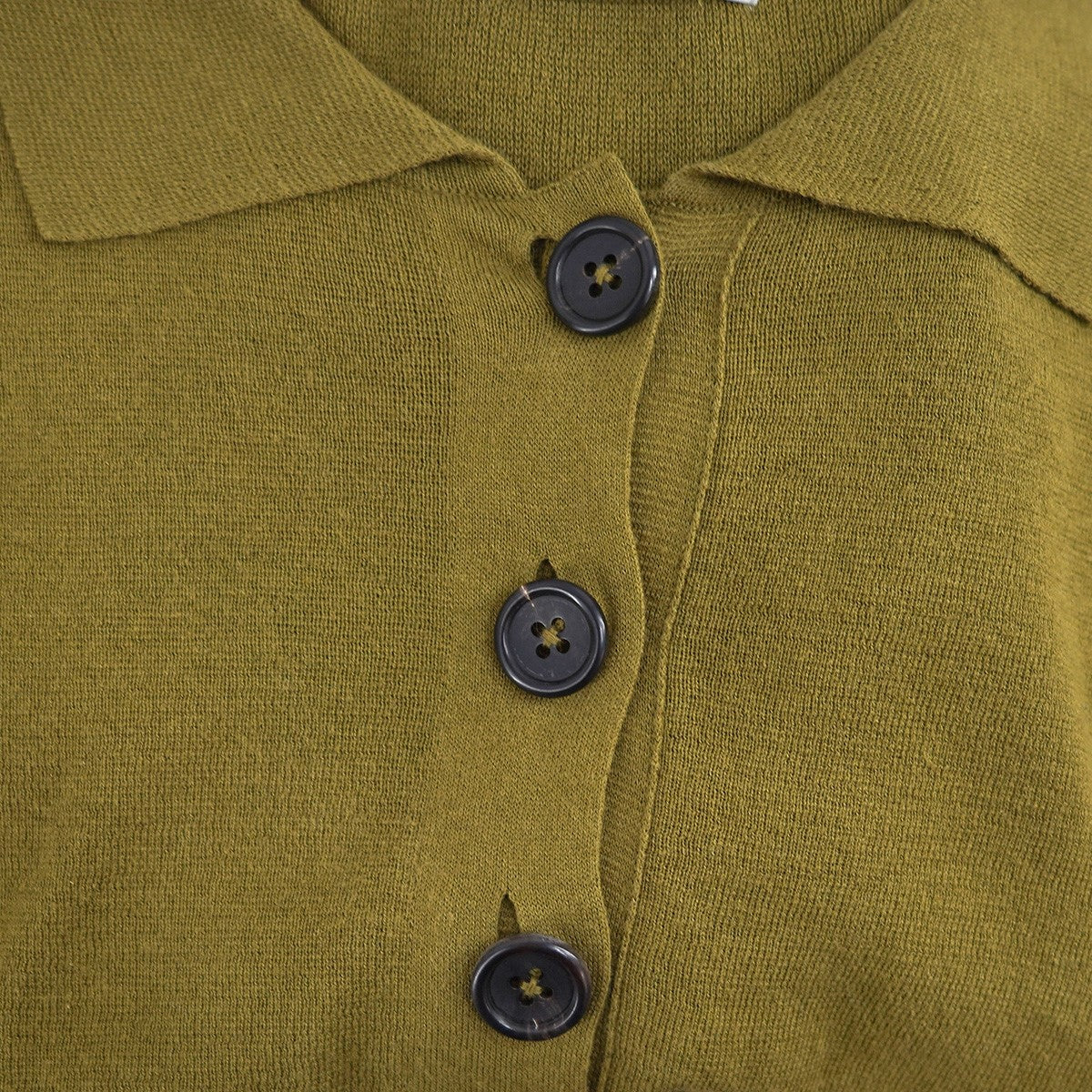 MARGARET HOWELL 23SS FINE COTTON LINEN KNIT コットリネン素材ドレープ フレンチスリーブ サイドスリット ボックスシルエット ポロカラー 半袖 ポロシャツ 古着・中古-3枚目のアイテム画像