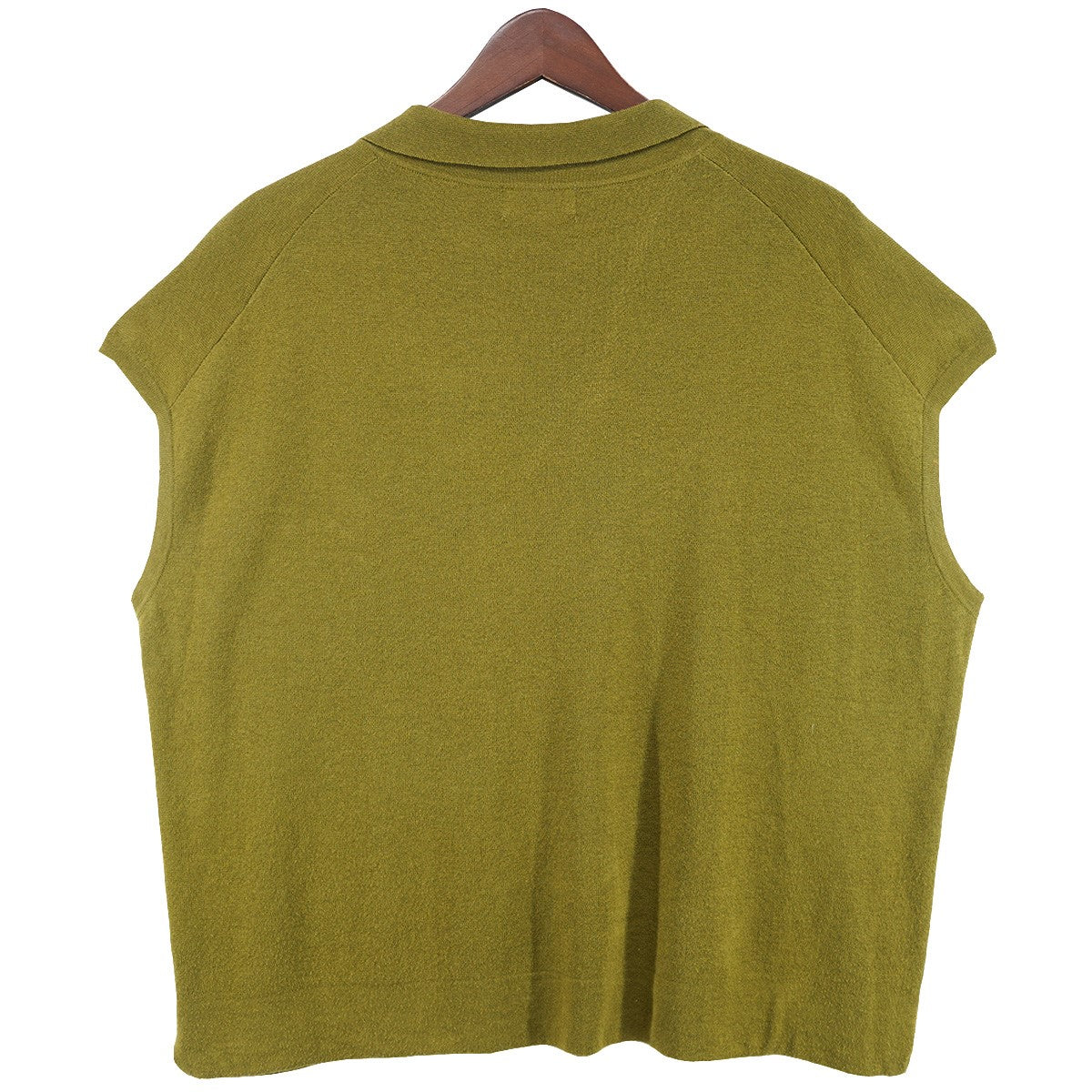 MARGARET HOWELL 23SS FINE COTTON LINEN KNIT コットリネン素材ドレープ フレンチスリーブ サイドスリット ボックスシルエット ポロカラー 半袖 ポロシャツ 古着・中古-4枚目のアイテム画像