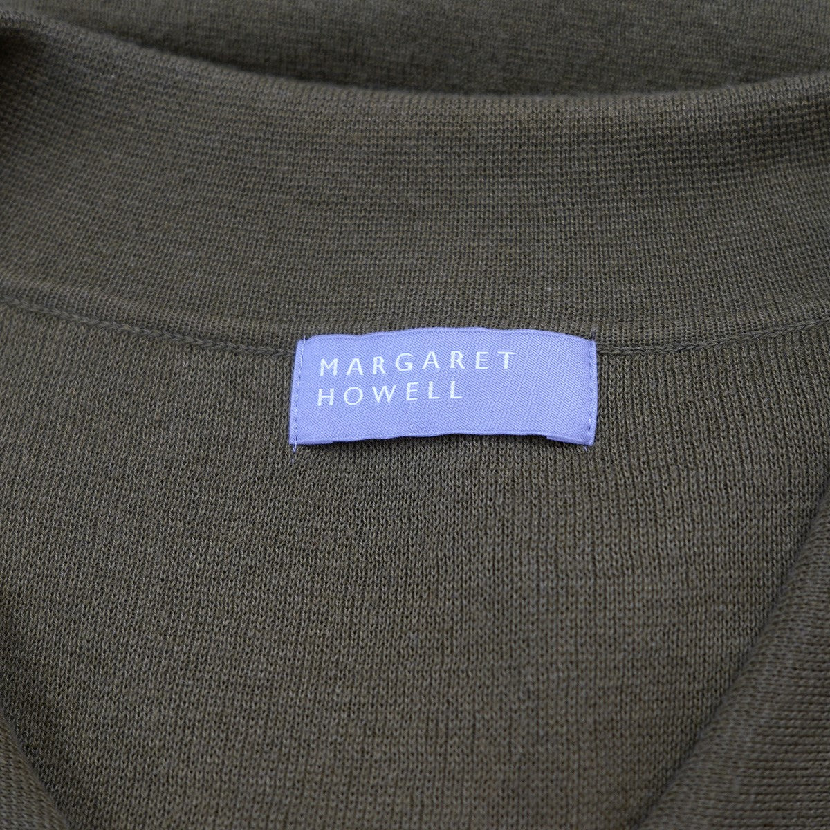 MARGARET HOWELL 23SS FINE COTTON LINEN KNIT コットリネン素材ドレープ フレンチスリーブ サイドスリット ボックスシルエット ポロカラー 半袖 ポロシャツ 古着・中古-5枚目のアイテム画像